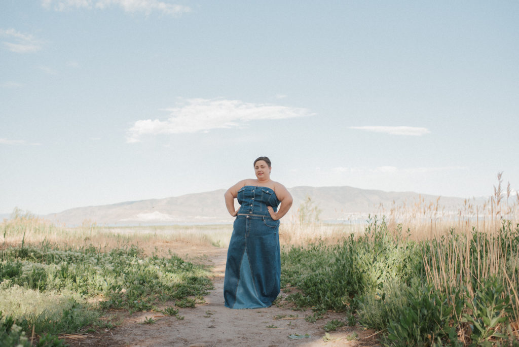 plus size denim on denim photoshoot