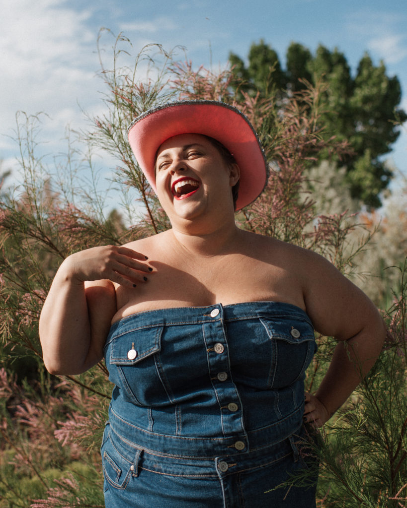 plus size denim on denim photoshoot