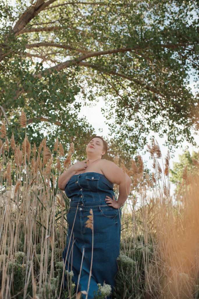 plus size denim on denim photoshoot