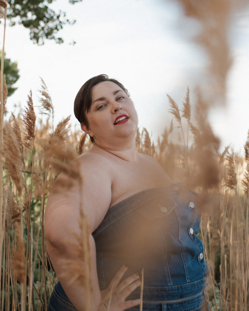 plus size denim on denim photoshoot