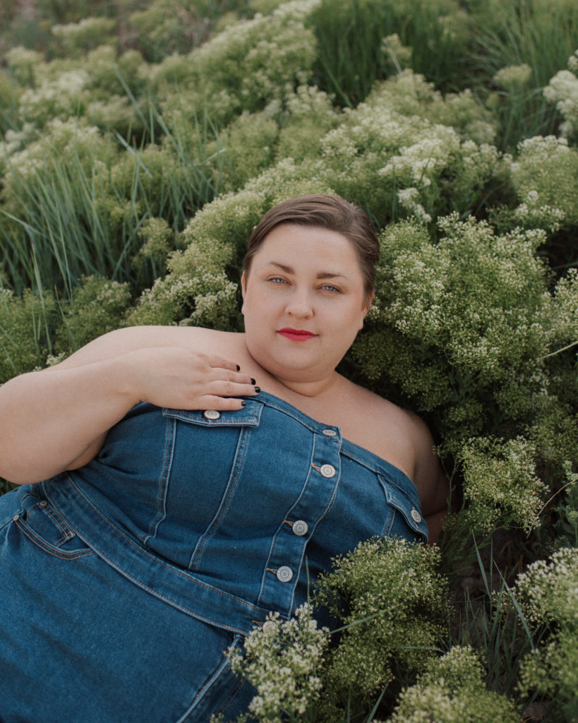 plus size denim on denim photoshoot