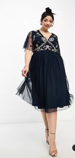 Plus Size Cocktail Dresses - Black Embellished Dress