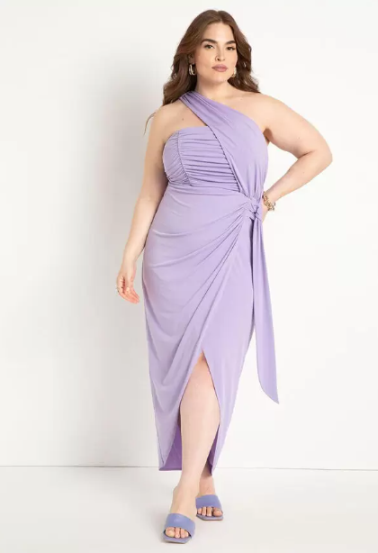 Plus Size Cocktail Dress - Light Purple Wrap Dress