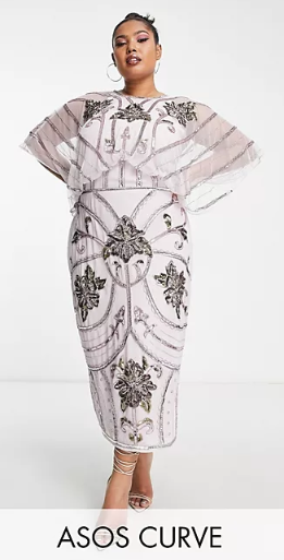Plus Size Cocktail Dress - Lilac Embellished Dress