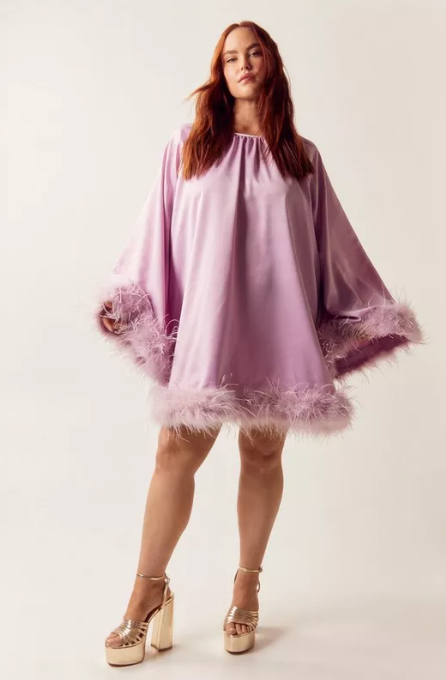 Plus Size Feather Dress - Lilac Purple Dress