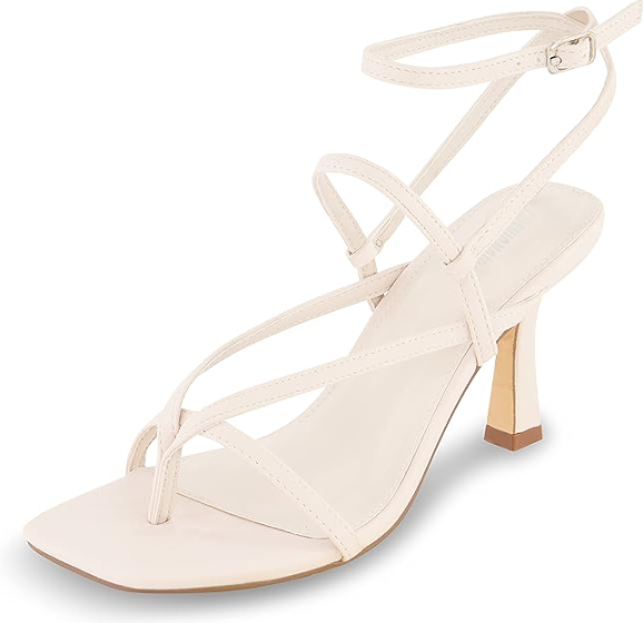 Plus Size Heels for Wide Feet - White Strappy Heels