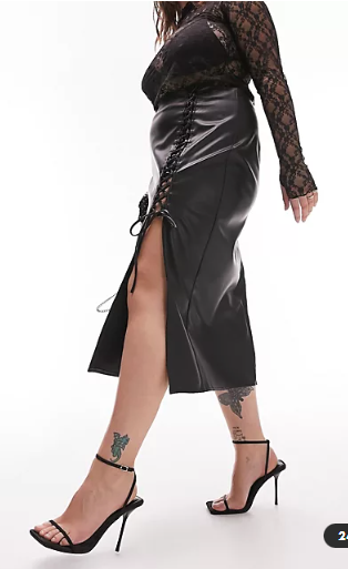 Plus Size Leather Skirt