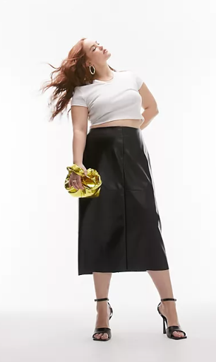 Plus Size Leather Skirt 
