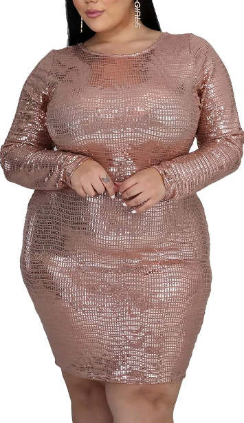 Plus Size New Years Eve Outfits - Mauve Shimmery Dress