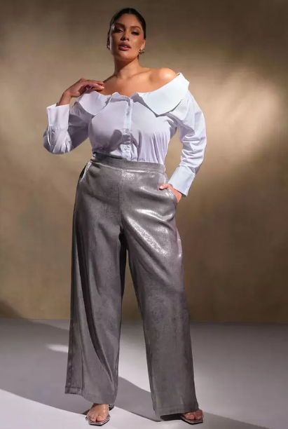 Plus Size New Years Eve Outfits - Silver Metallic Pants
