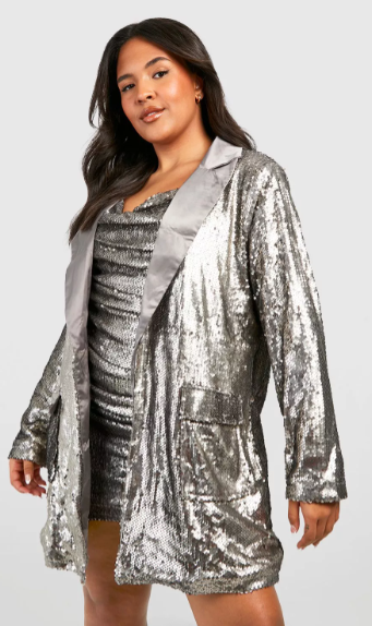 Plus Size New Years Eve Outfits - Sparkly Dress and Blazer