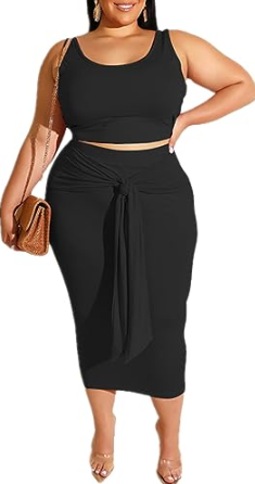 Plus Size Outfit for Las Vegas - Black Two Piece Outfit
