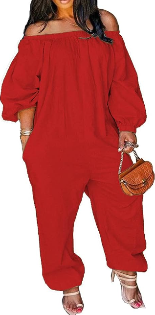Plus Size Outfit for Las Vegas - Red Jumpsuit