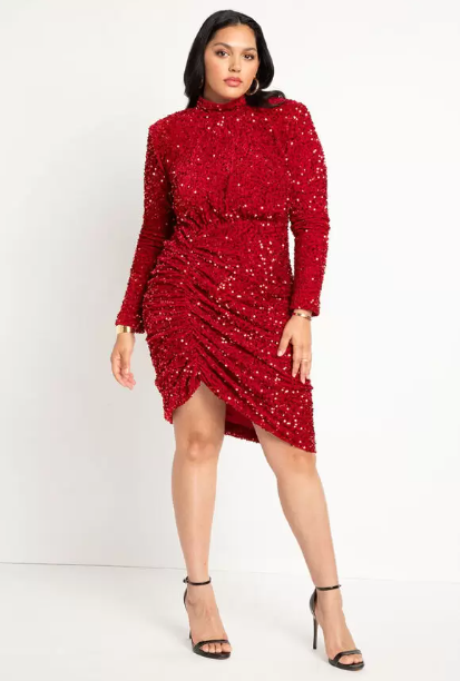 Plus Size Outfit for Las Vegas - Red Sparkly Dress