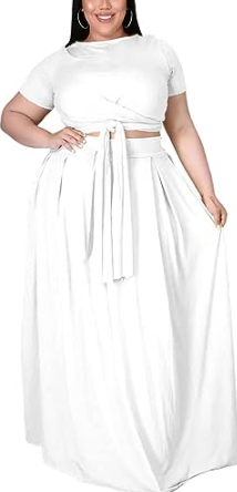 Plus Size Outfit for Las Vegas - White Two Piece Outfit