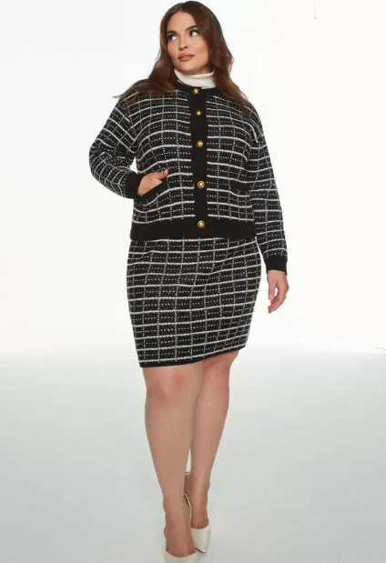 Plus Size Preppy Outfit - Black and White Set